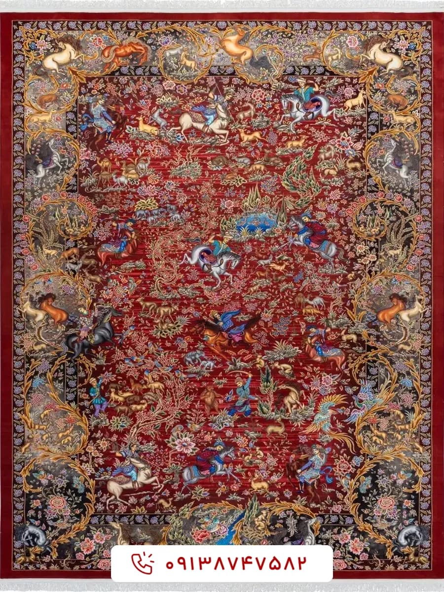 فرش شکارگاه کد 20CT0000 لاکی 1500 شانه — تصویر ۶
