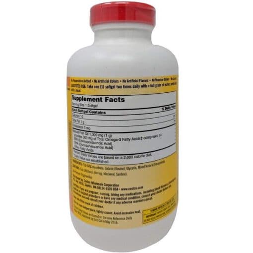 روغن ماهی کرکلند 1000 میلی گرم 400 عدد Kirkland Fish oil — تصویر ۳