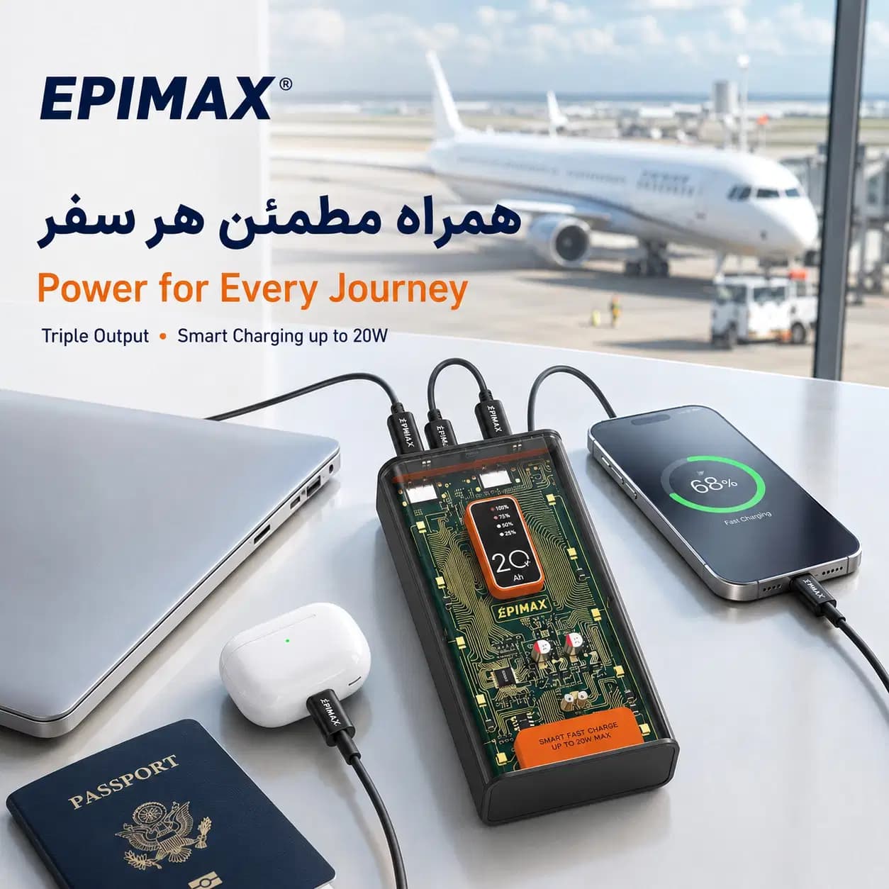 پاوربانک اپیمکس 20000 میلی آمپر Ep-220 — تصویر ۵
