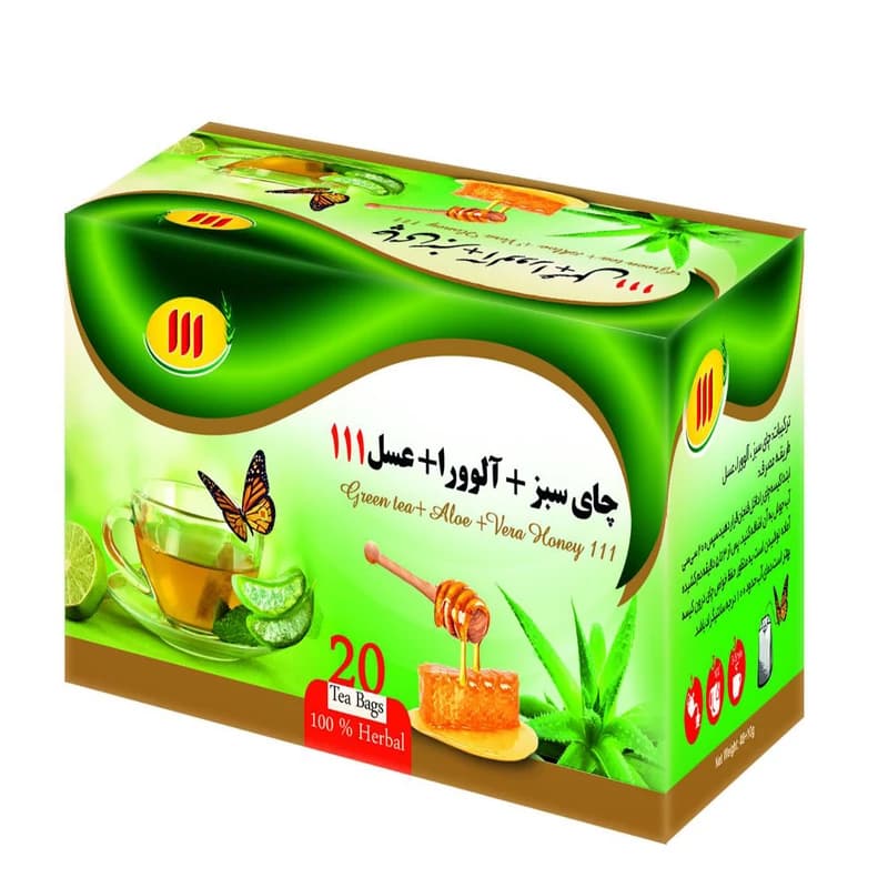 دمنوش چای سبز+آلوورا+عسل ۲۰ عددی