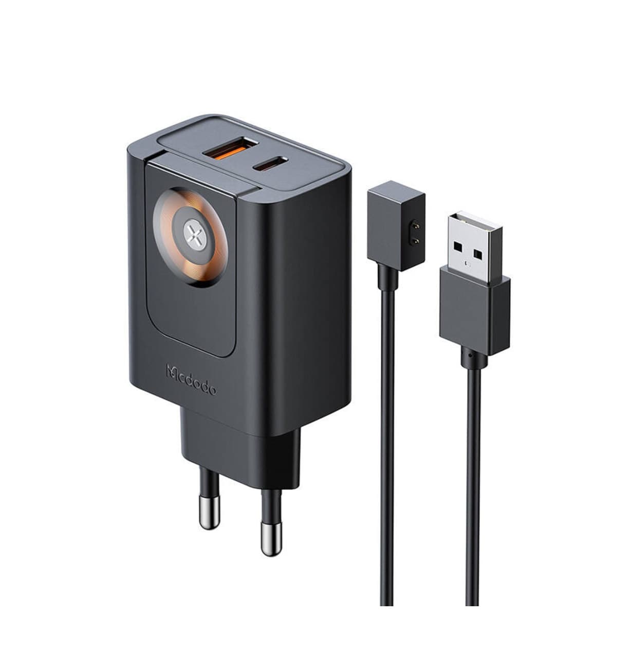 شارژر دیواری تایپ سی و یو اس بی 30 وات و شارژر وایرلس اپل واچ مک دودو مدل CH-3700 — تصویر ۲
