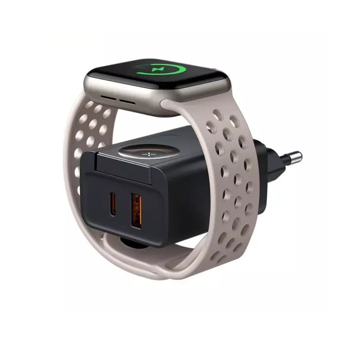 شارژر دیواری تایپ سی و یو اس بی 30 وات و شارژر وایرلس اپل واچ مک دودو مدل CH-3700 — تصویر ۴