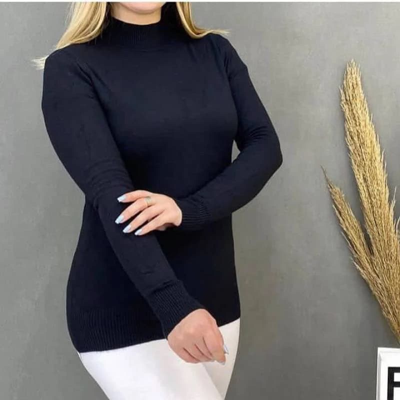 تونیک ریزبافت کپ وارداتی یقه سه سانتی زنانه/کد29903 — تصویر ۴