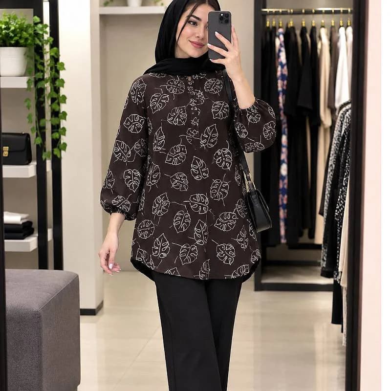 تونیک مانتویی نخی زنانه (خارجی )/کد29890 — تصویر ۳