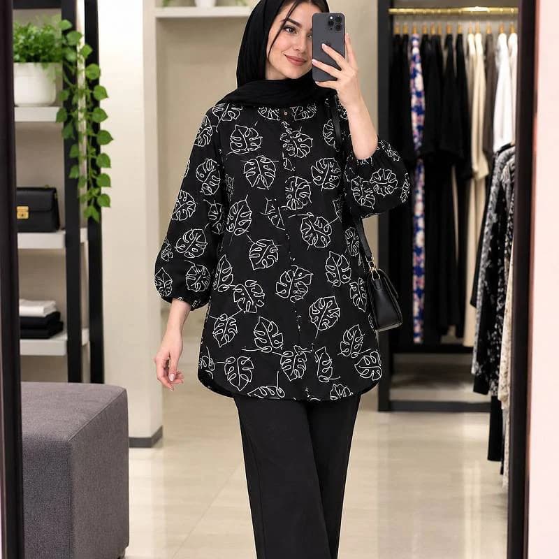 تونیک مانتویی نخی زنانه (خارجی )/کد29890 — تصویر ۲