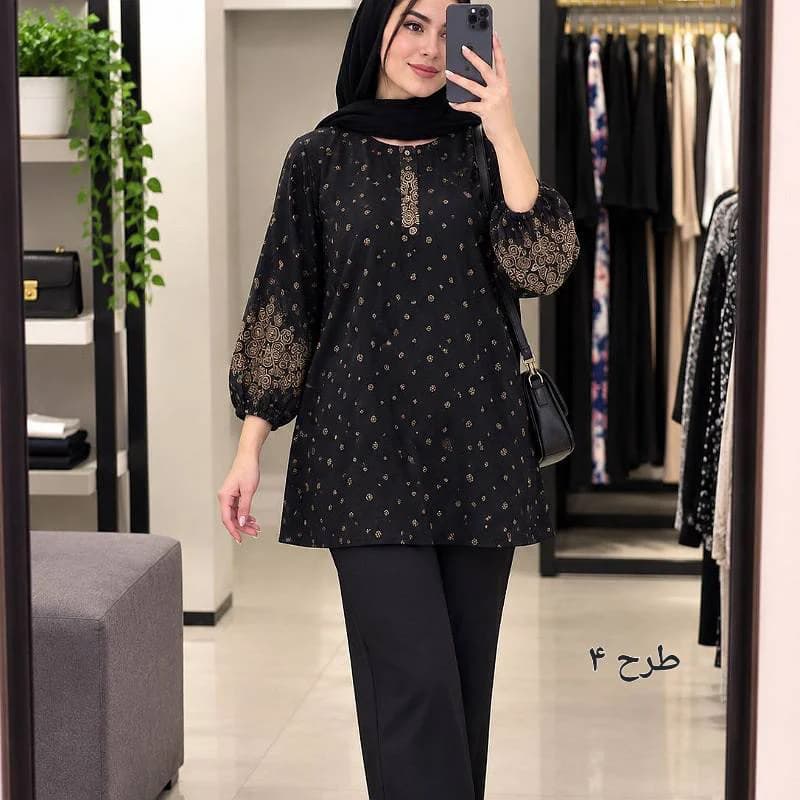 تونیک مانتویی نخی حاشیه دار زنانه (خارجی )/کد29883 — تصویر ۵