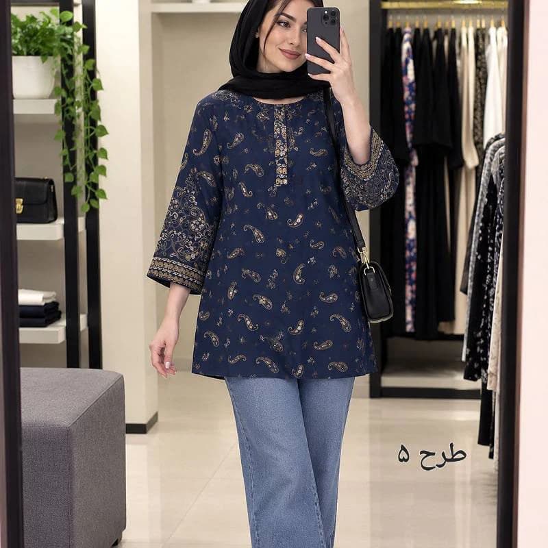 تونیک مانتویی نخی حاشیه دار زنانه (خارجی )/کد29883 — تصویر ۶