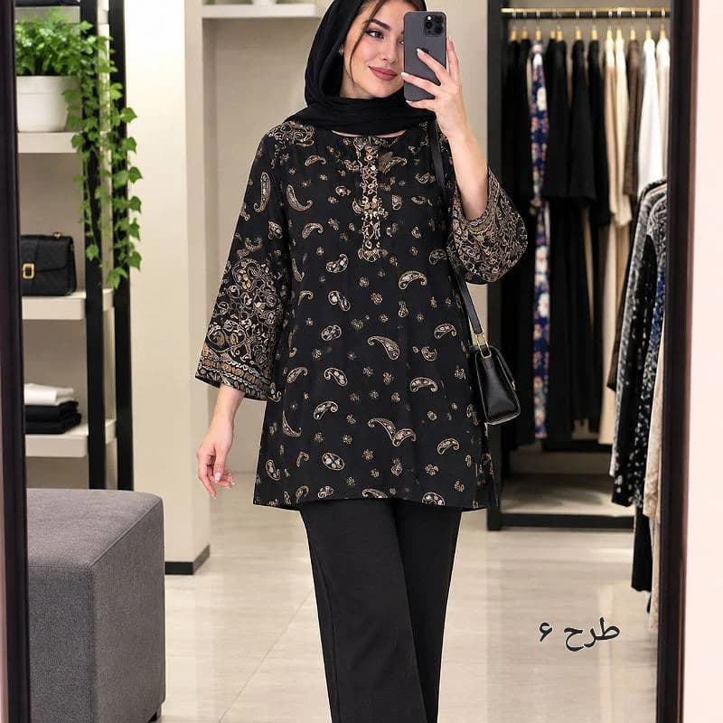 تونیک مانتویی نخی حاشیه دار زنانه (خارجی )/کد29883 — تصویر ۴