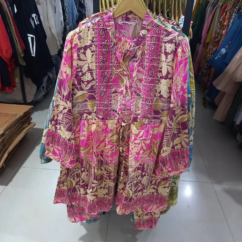 ست بلوزشلوار نخی گلدار وارداتی هندی زنانه /کد29877 — تصویر ۵