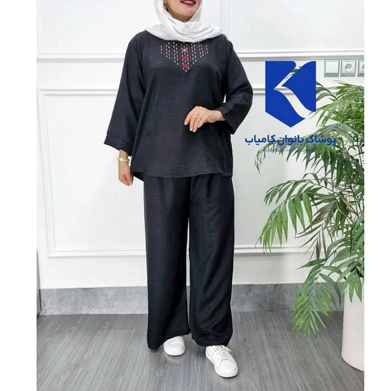 ست بیرونی بلوزشلوار صوفیاگلدوزی زنانه /کد29841(تخفیف ویژه) — تصویر ۴