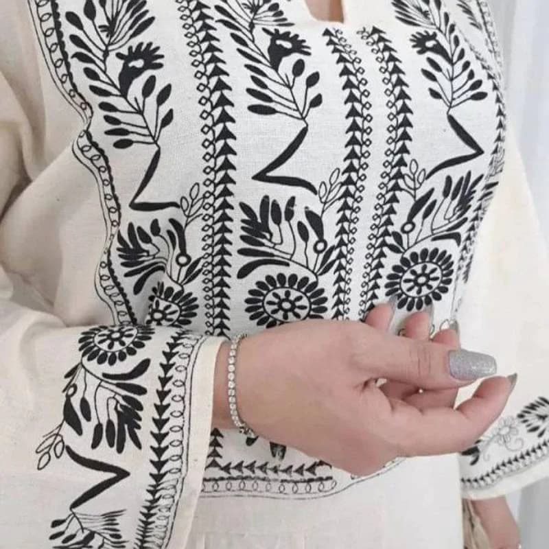 پیراهن ساحلی لینن کفتان چاپی صنم/کد29819 — تصویر ۷