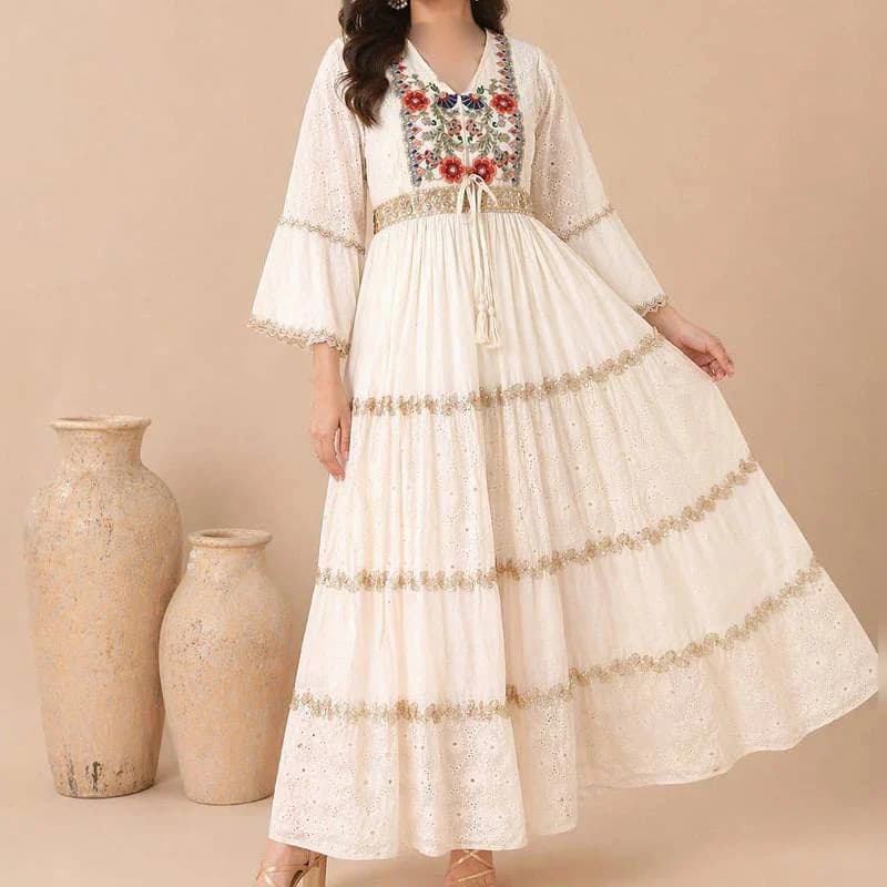 استایل تک ومزونی باپیراهن ساحلی (اورجینال)گلدوزی وارداتی هندی/کد29810