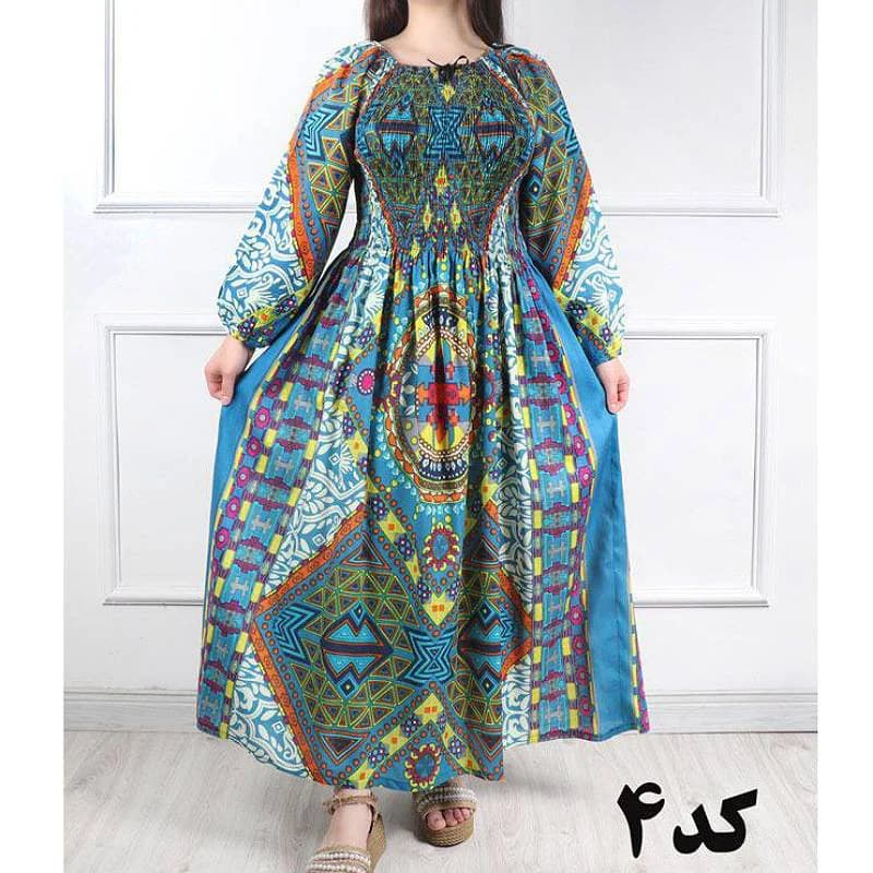 پیراهن ساحلی نخی وارداتی هندی طرح درسا/کد29807 — تصویر ۲
