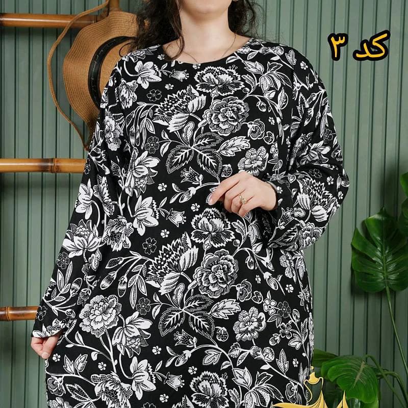 تونیک نخی کچرا زنانه طرح گل/کد60783 — تصویر ۳