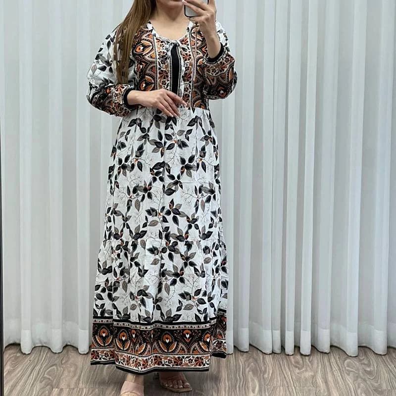 پیراهن ساحلی نخی حاشیه دار/کد296255 — تصویر ۵