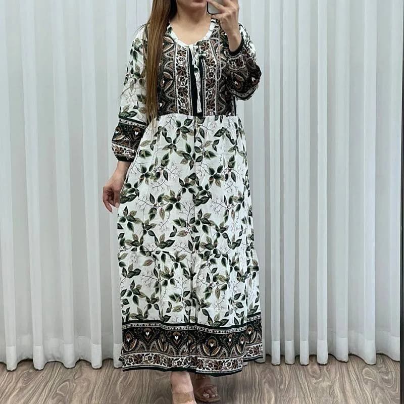 پیراهن ساحلی نخی حاشیه دار/کد296255 — تصویر ۲