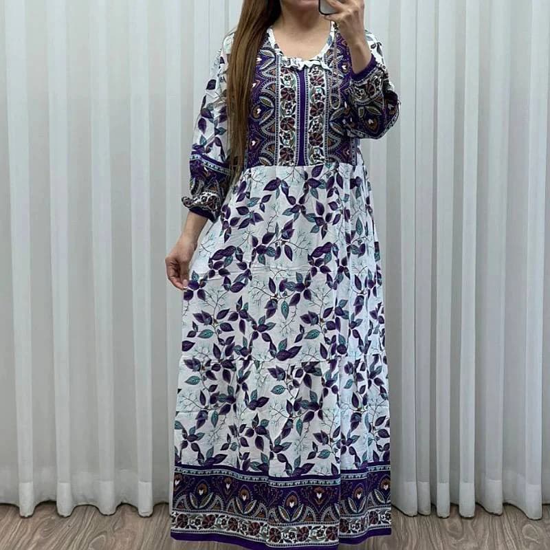 پیراهن ساحلی نخی حاشیه دار/کد296255