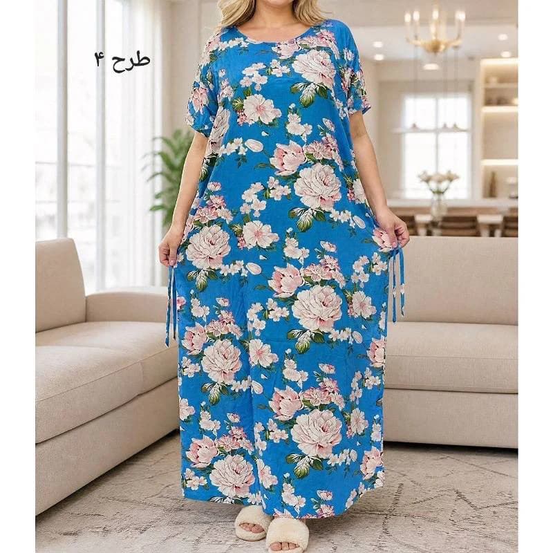 پیراهن ساحلی نخی آستین کوتاه زنانه خارجی/کد6700 — تصویر ۴