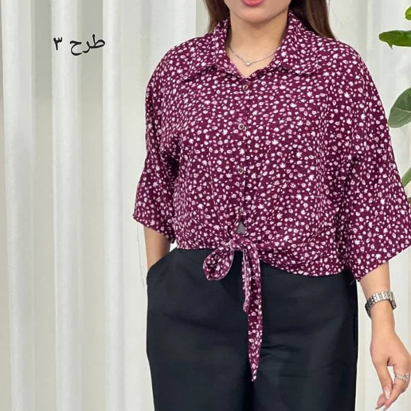 شومیز پفکی گره ای طرح گلبهار/کد29731