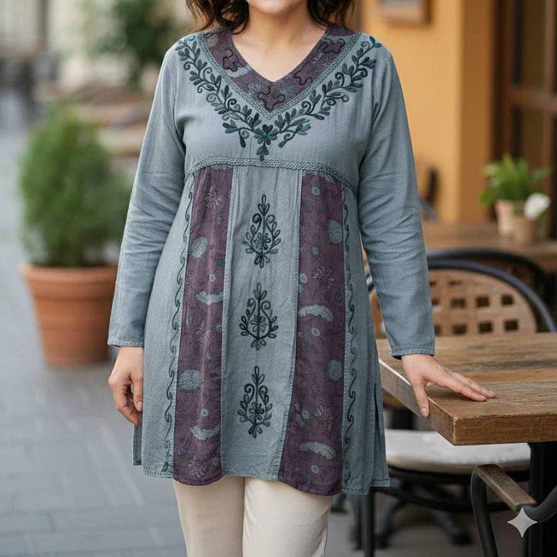 تونیک مانتویی نخی سنگشور وارداتی هندی/کد29723 — تصویر ۵