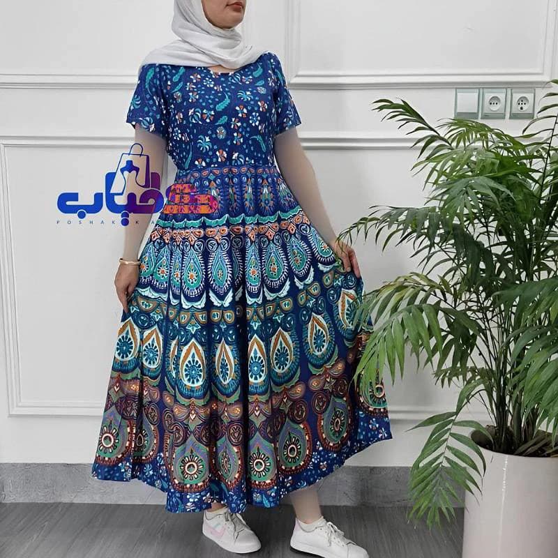 سارافن ساحلی لنگی آستین کوتاه نخ کتان وارداتی هندی_کد29721 — تصویر ۲