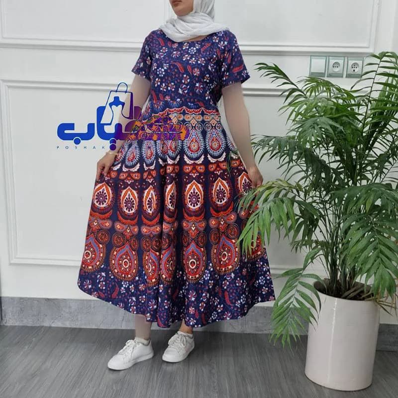 سارافن ساحلی لنگی آستین کوتاه نخ کتان وارداتی هندی_کد29721 — تصویر ۵