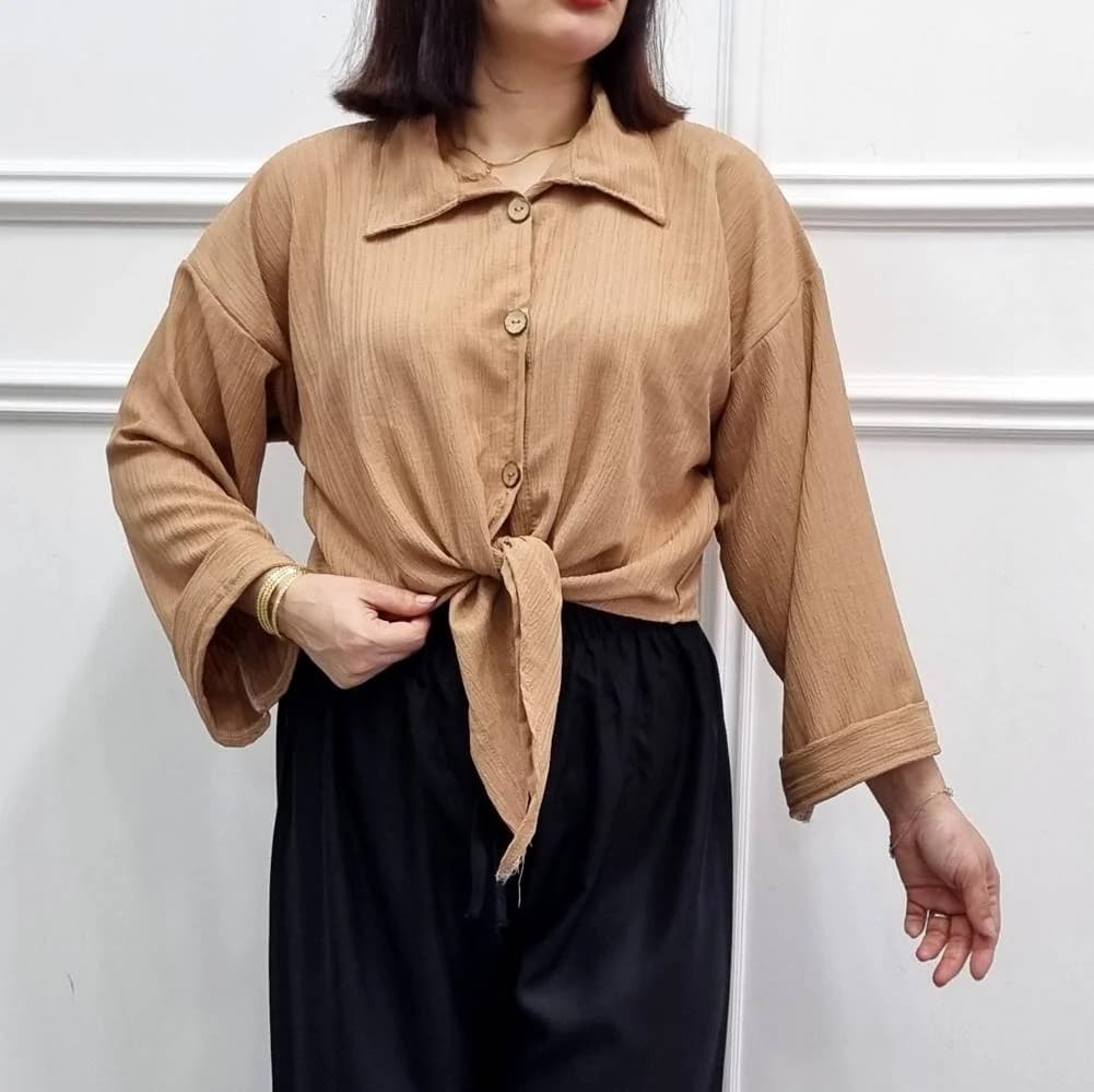 شومیز نخی گره ای زنانه کراش/کد29719 — تصویر ۳