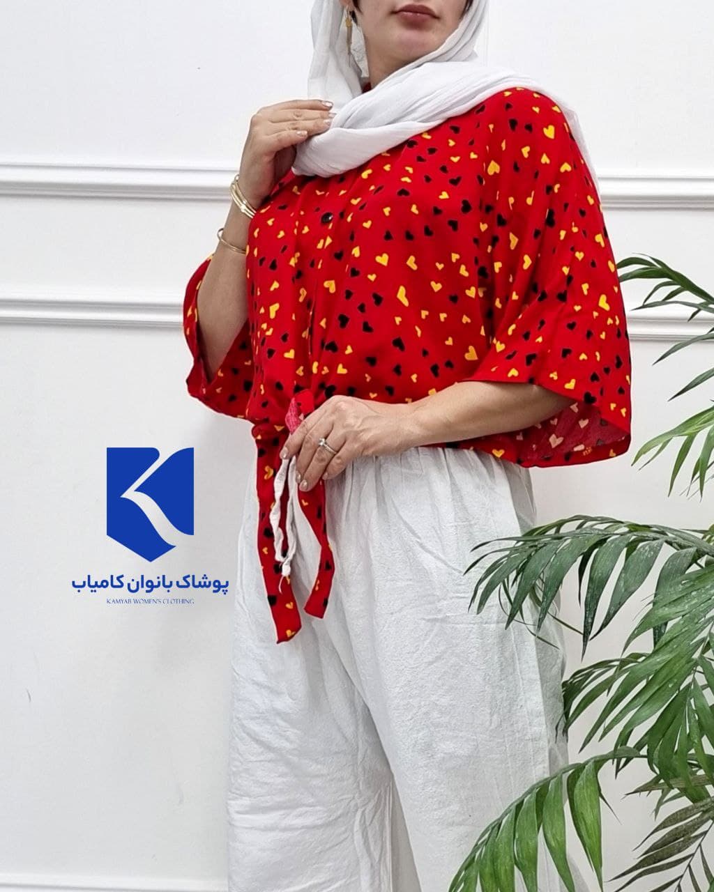 شومیز نخی گره ای طرح قلبی/کد29611 — تصویر ۴