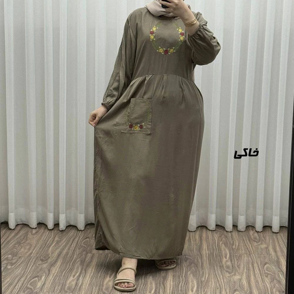 ساحلی ماکسی نخی گلدوزی شده زنانه طرح انار/کد29502 — تصویر ۵