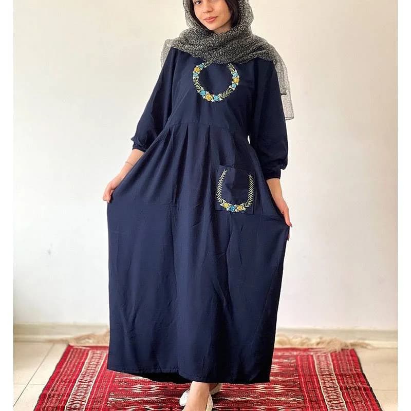 ساحلی ماکسی نخی گلدوزی شده زنانه طرح انار/کد29502 — تصویر ۲