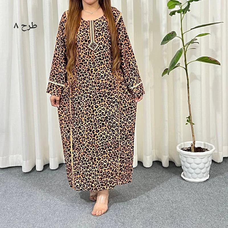 پیراهن ساحلی نخی پلنگی یال داریقه گلدوزی /کد29405 — تصویر ۷