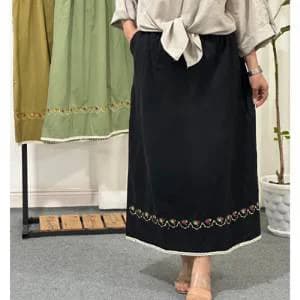 دامن لینن نچرال درجه یک گلدوزی شده زنانه /کد29404