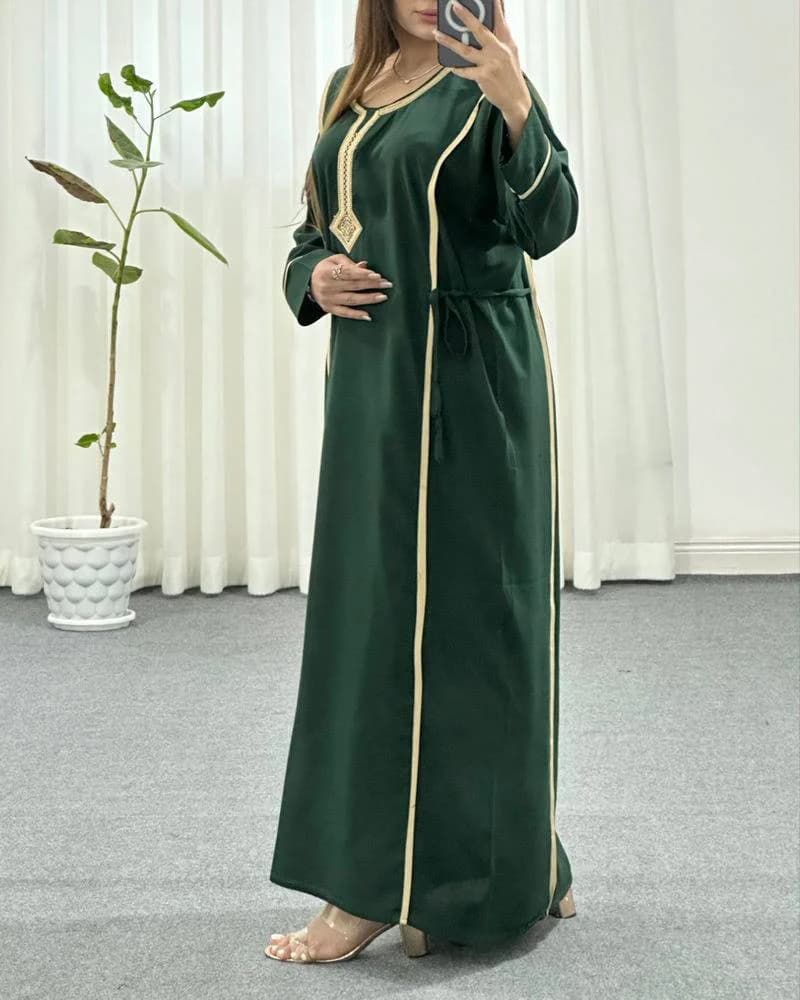 پیراهن ساحلی نخی یال دار یقه گلدوزی/کد29395 — تصویر ۵