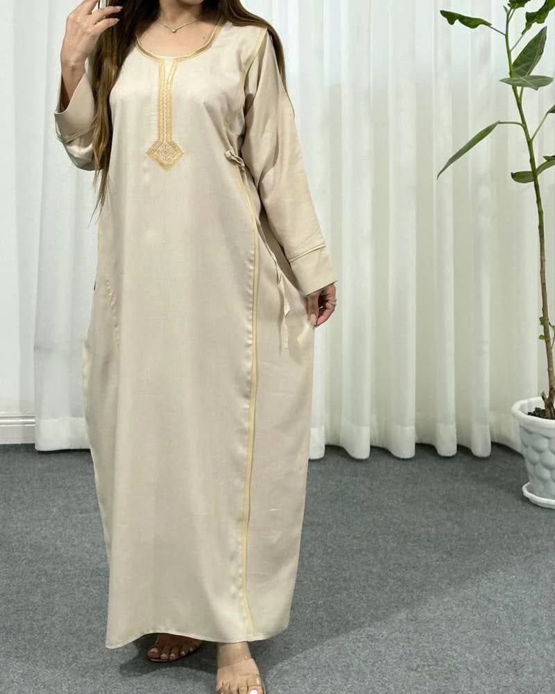 پیراهن ساحلی نخی یال دار یقه گلدوزی/کد29395 — تصویر ۴
