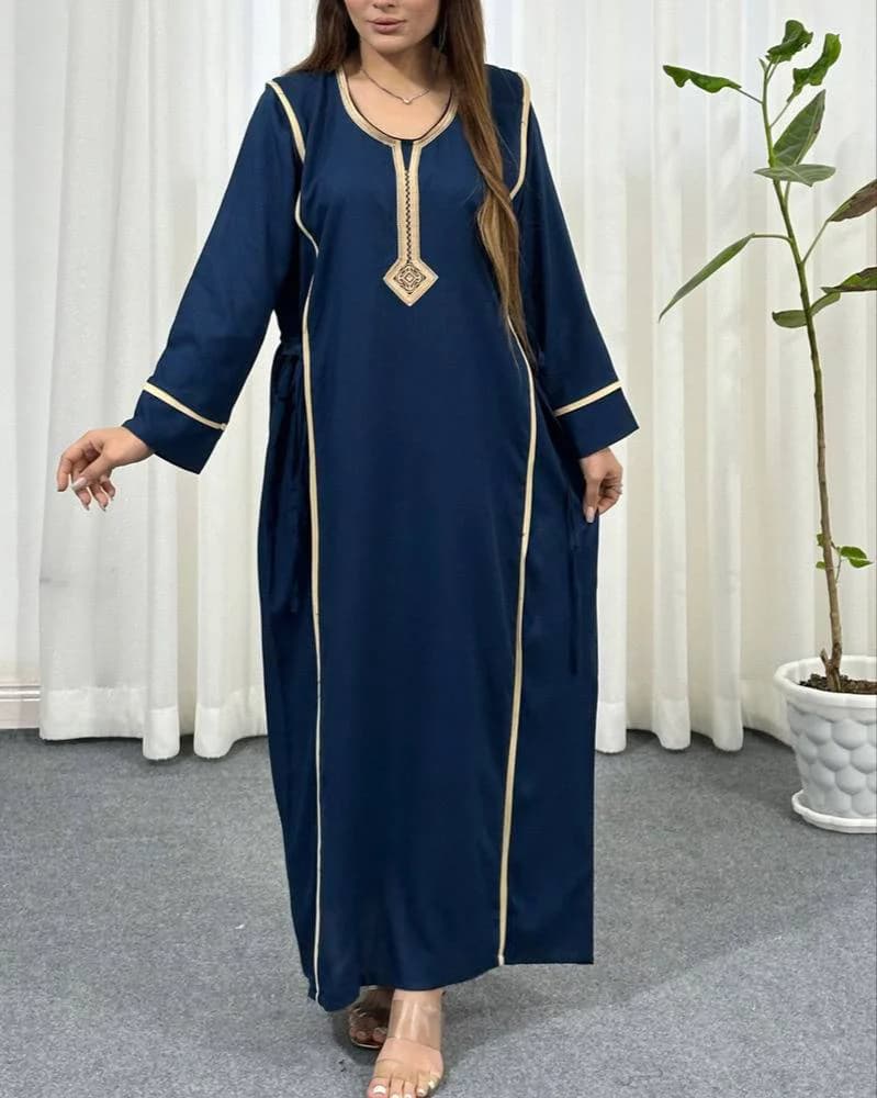 پیراهن ساحلی نخی یال دار یقه گلدوزی/کد29395 — تصویر ۳