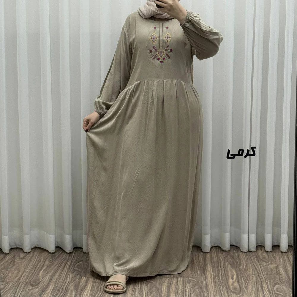 پیراهن ساحلی نخی گلدوزی شده زنانه /کد29394 — تصویر ۲