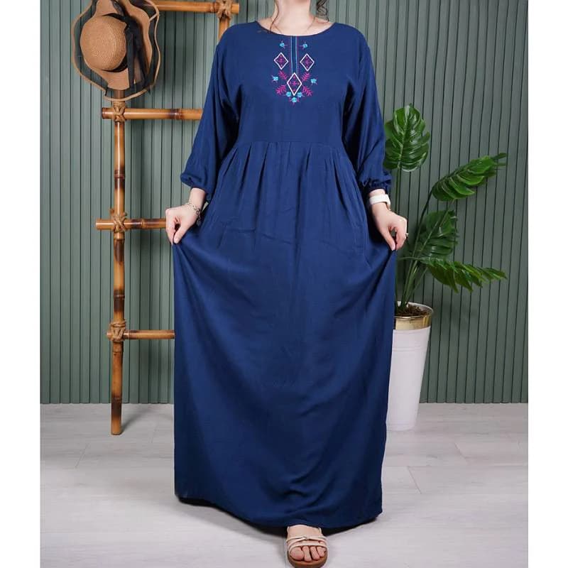پیراهن ساحلی نخی باکیفیت گلدوزی شده زنانه/کد29389 — تصویر ۲