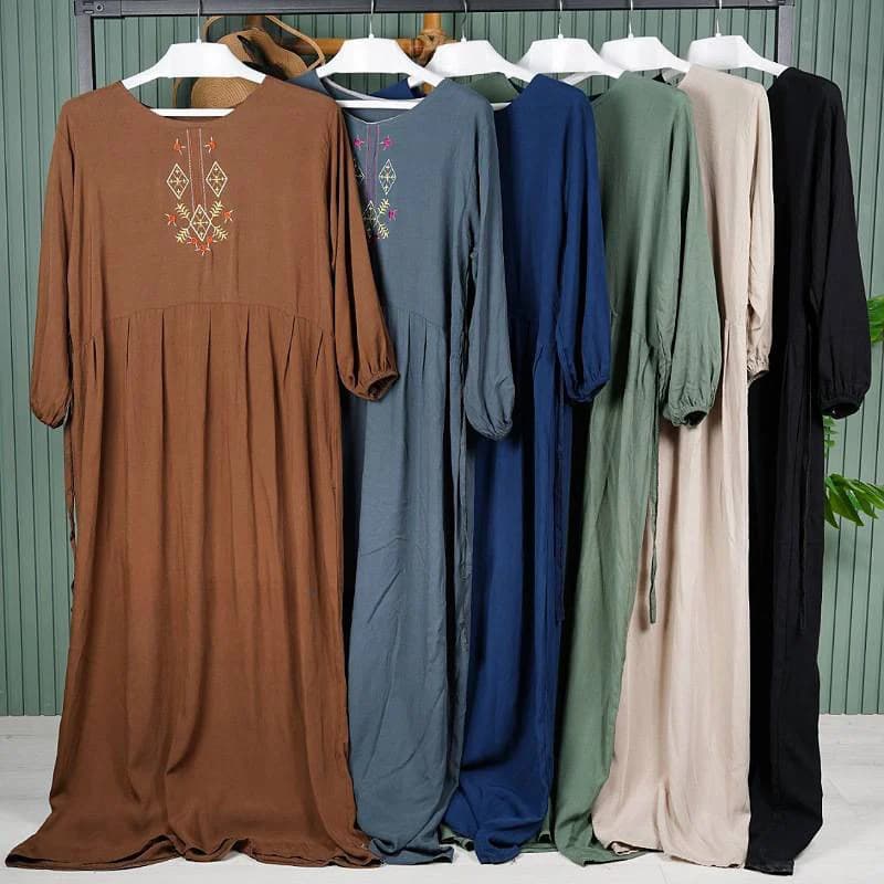 پیراهن ساحلی نخی باکیفیت گلدوزی شده زنانه/کد29389 — تصویر ۶