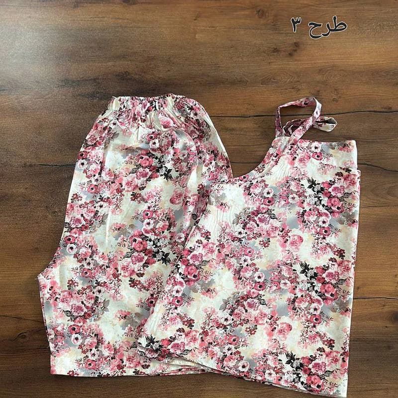 ست خانگی تاپ شلوارک نخی خارجی دخترونه/کد29387 — تصویر ۳