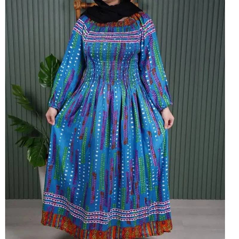 پیراهن ساحلی نخی وارداتی هندی طرح باران/کد29288 — تصویر ۸
