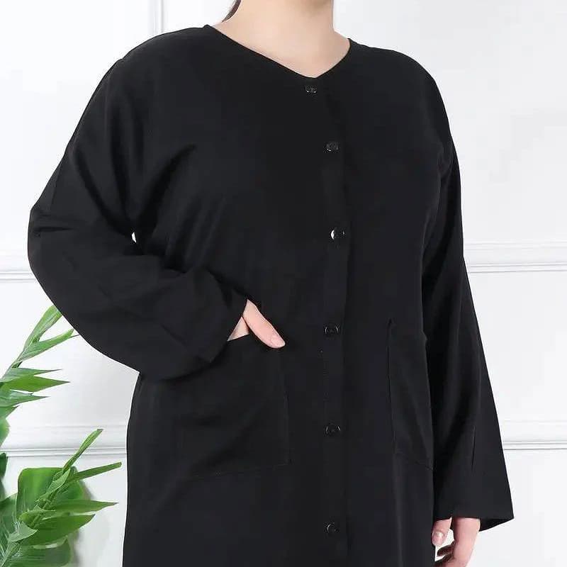 مانتویی نخی دکمه جلو مشکی زنانه /کد29276 — تصویر ۳