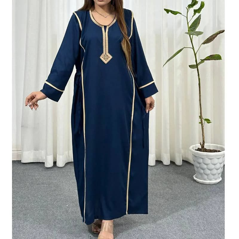 پیراهن ساحلی نخی یال دار یقه گلدوزی کد29271