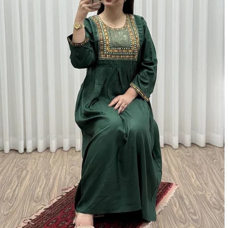 پیراهن ساحلی نخی گلدوزی وارداتی هندی/کد29266 — تصویر ۶