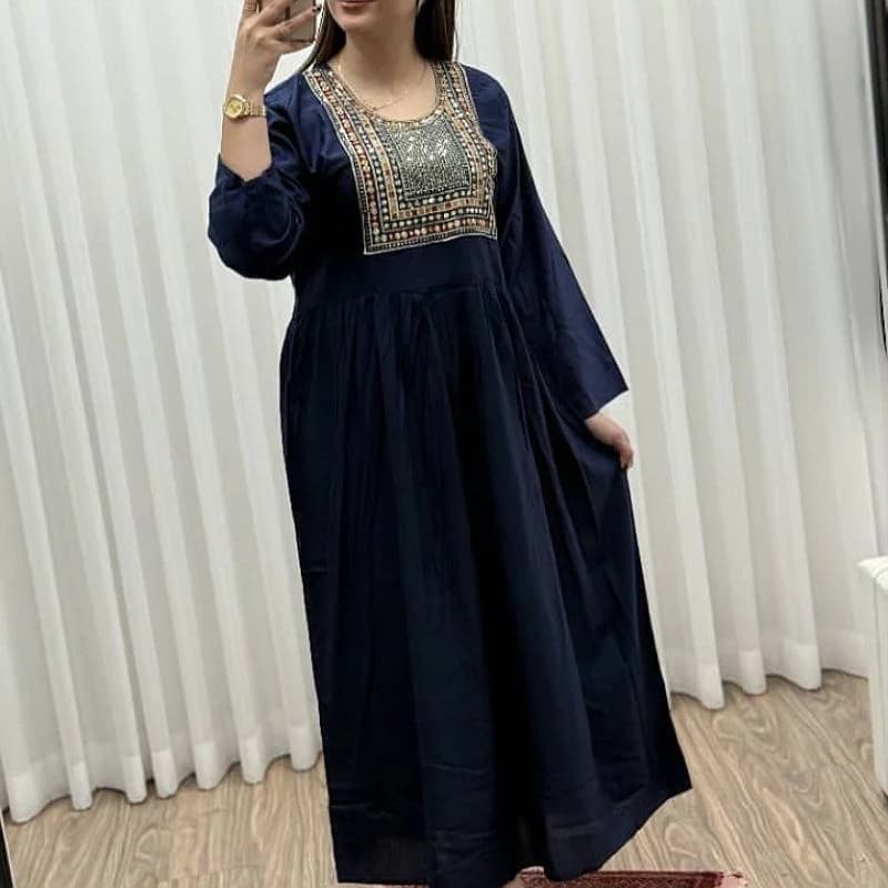پیراهن ساحلی نخی گلدوزی وارداتی هندی/کد29266 — تصویر ۷
