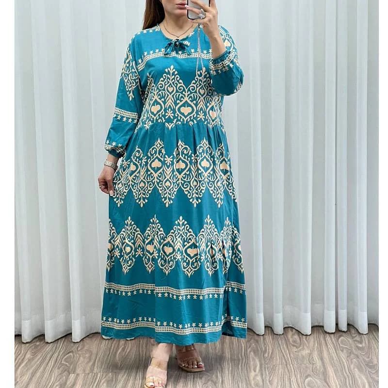 یه استایل قواره آزادوراحت باپیراهن ساحلی نخی خارجی زنانه/کد29248 — تصویر ۷