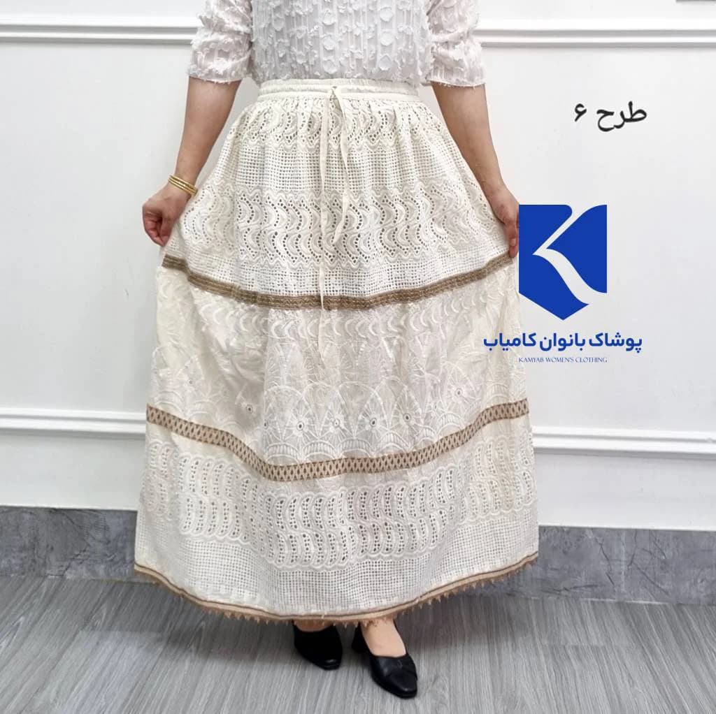 دامن کرم خامه دوزی اورجینال وارداتی هندی(اصلی)/کد29239 — تصویر ۷