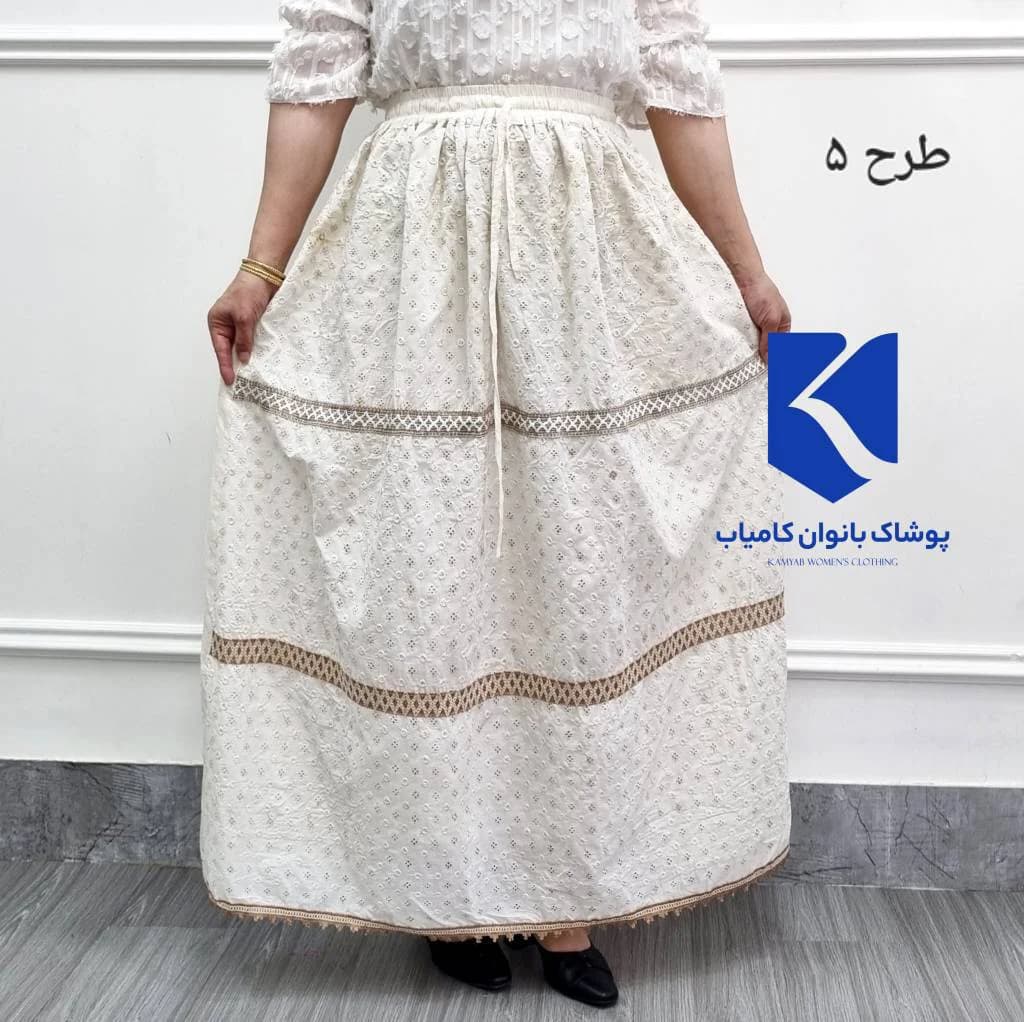 دامن کرم خامه دوزی اورجینال وارداتی هندی(اصلی)/کد29239 — تصویر ۶