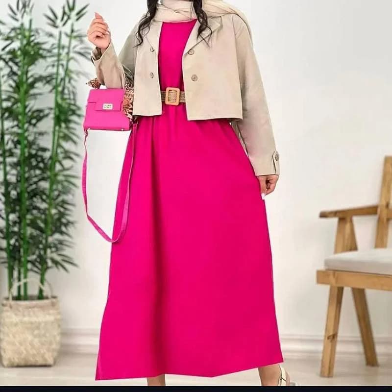 ساحلی کت سارافون یقه انگلیسی لینن نچرال خارجی زنانه /کد29233 — تصویر ۴