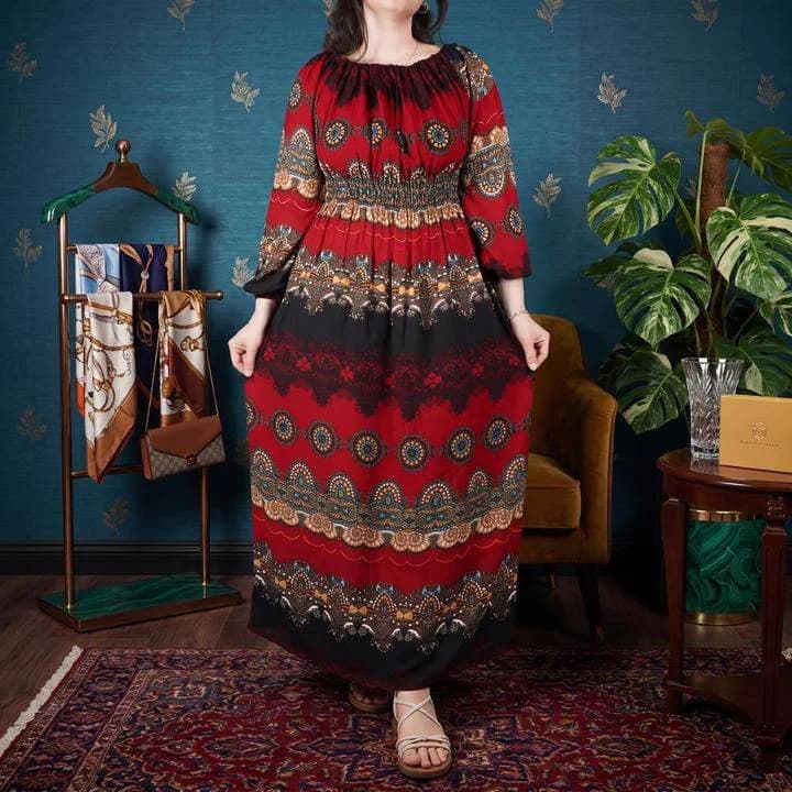 پیراهن ساحلی نخی وارداتی طرح ترنج زنانه/کد29212 — تصویر ۴
