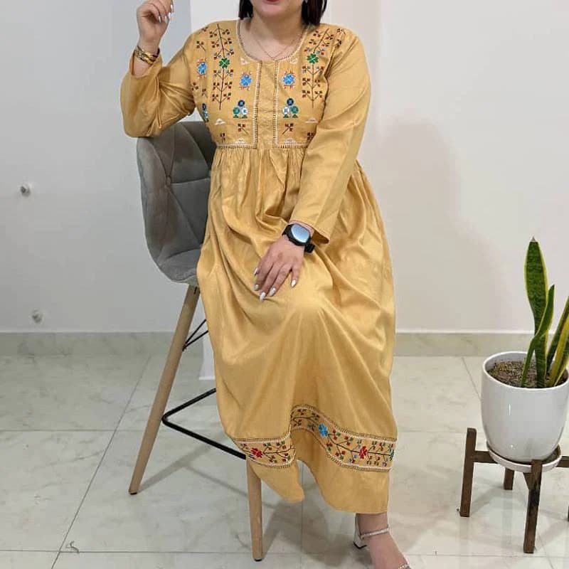 پیراهن ساحلی نخی گلدوزی اورجینال زنانه – هندی/کد29208 تخفیف ویژه — تصویر ۷